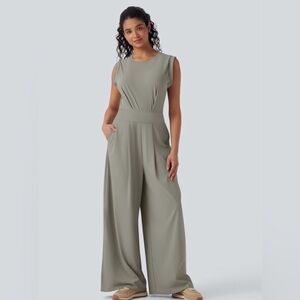 HALARA Sage Green Wide-Leg Jumpsuit